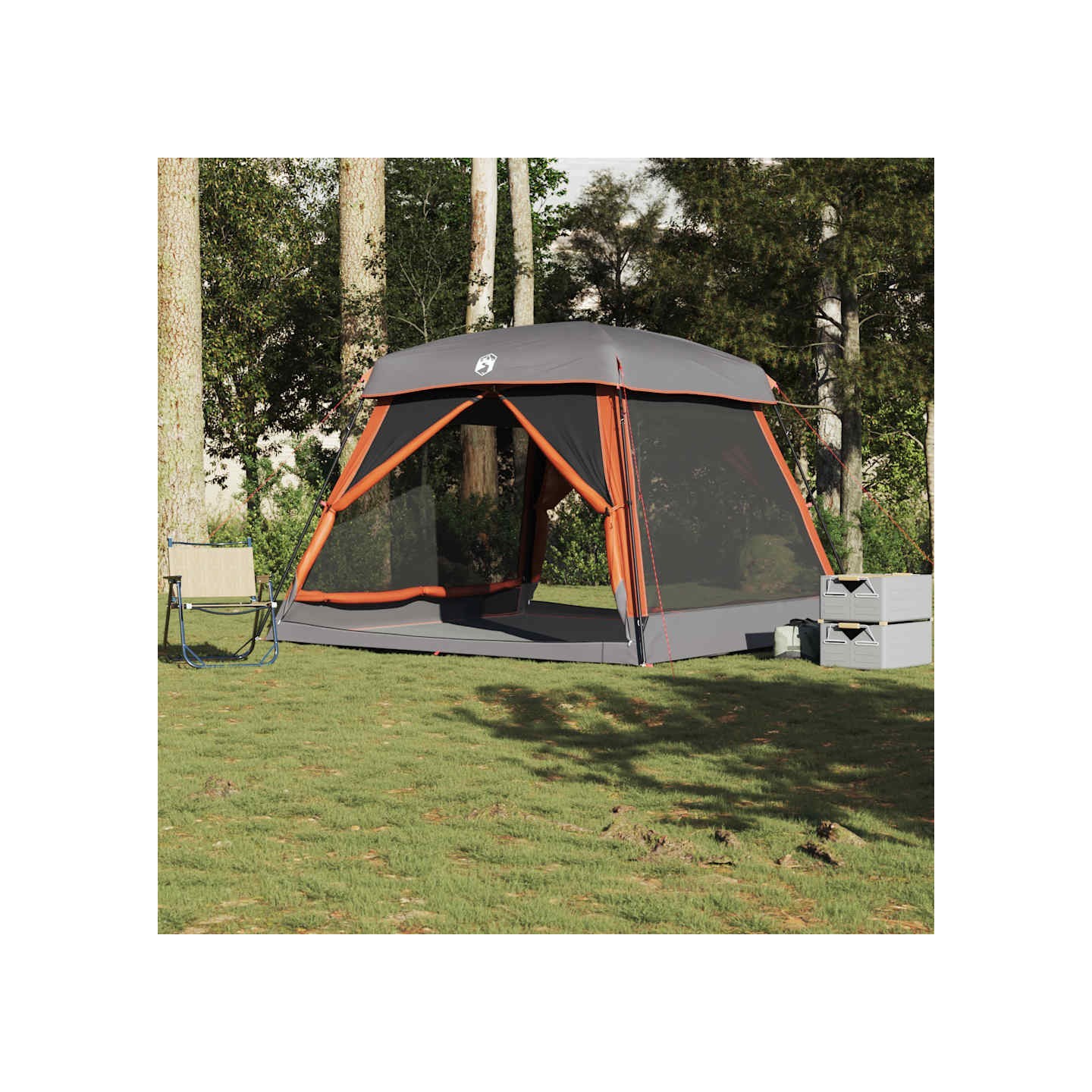 Tente de cabine familiale 6 personnes gris orange imperméable