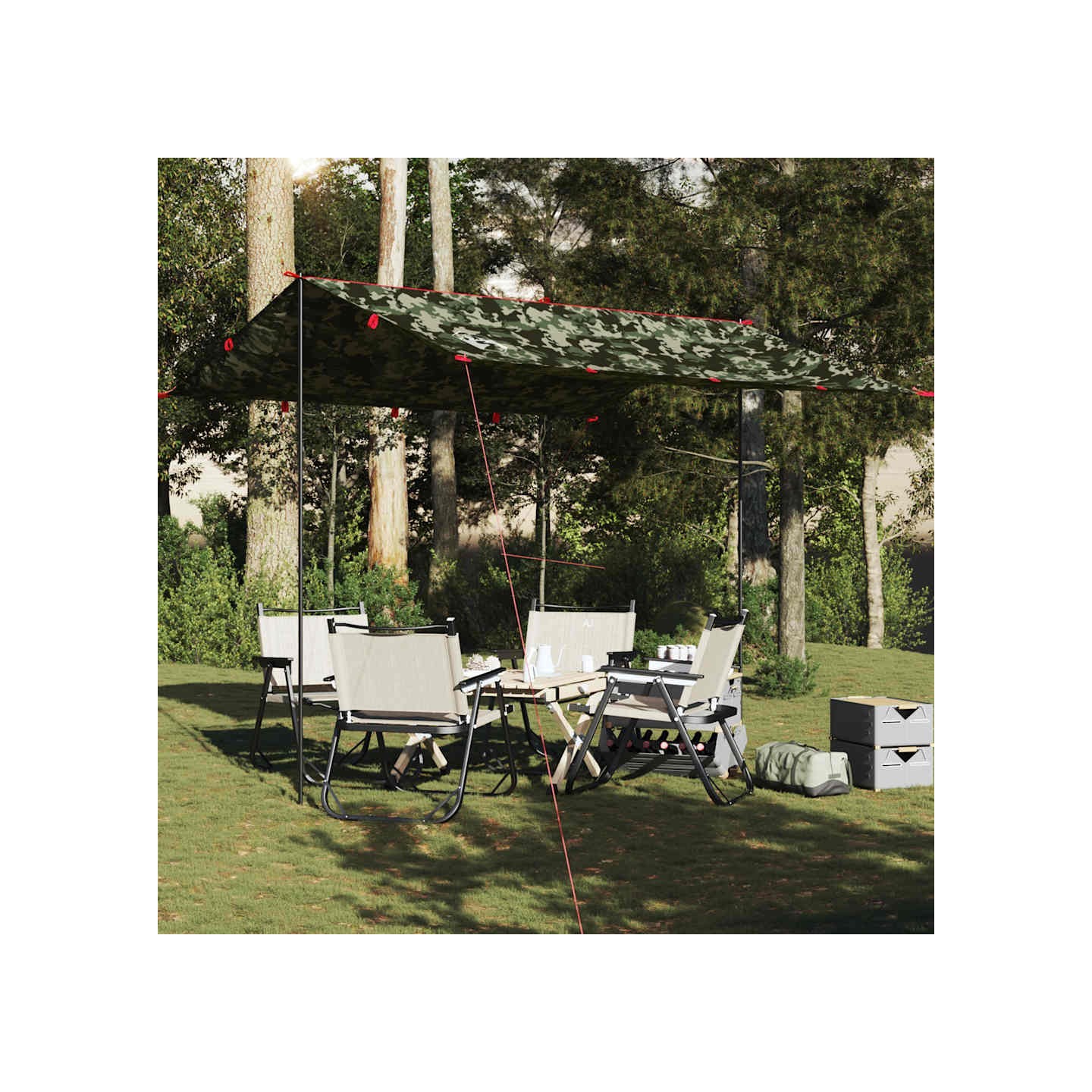 Bâche de camping camouflage 306x306 cm imperméable