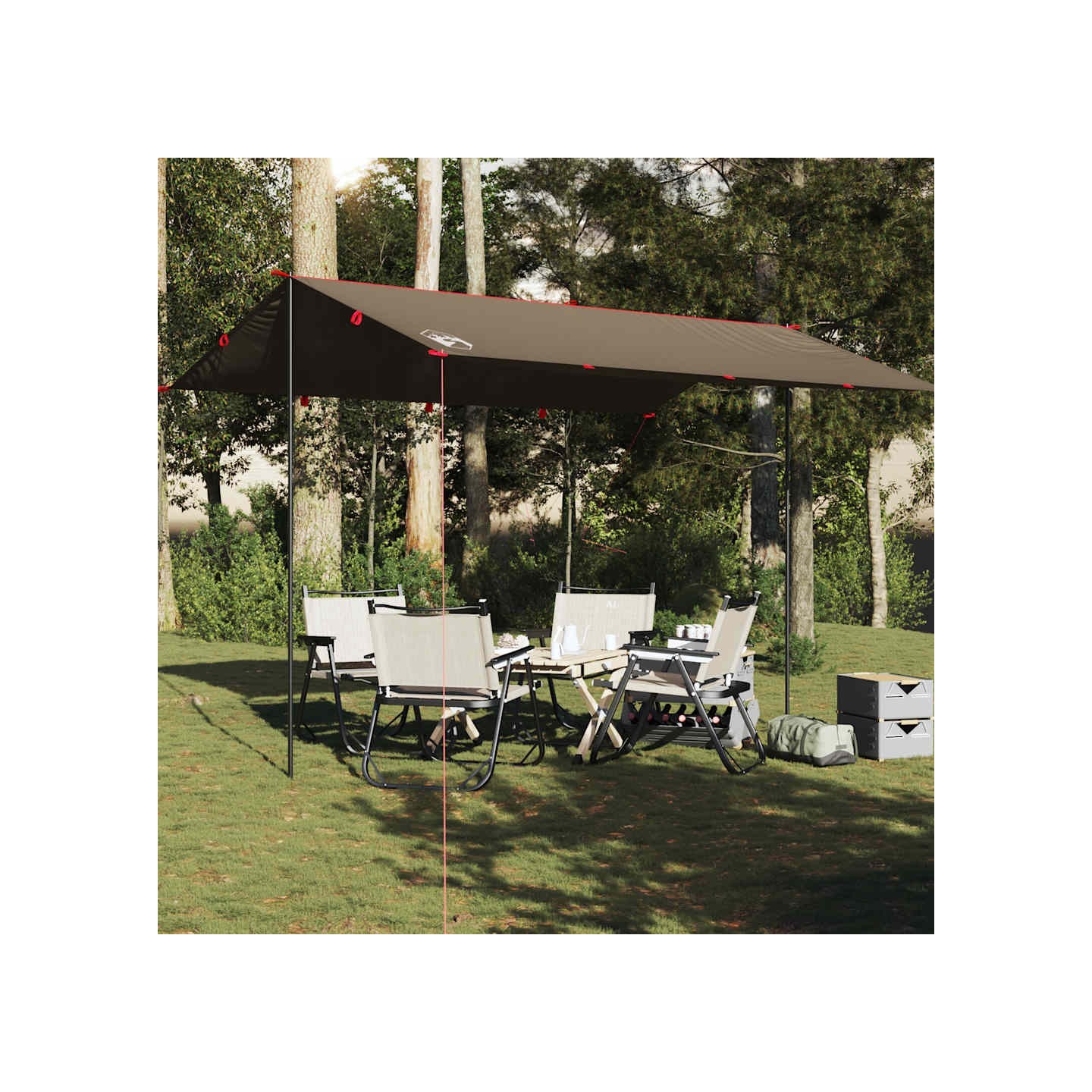 Bâche de camping marron 406x306 cm imperméable