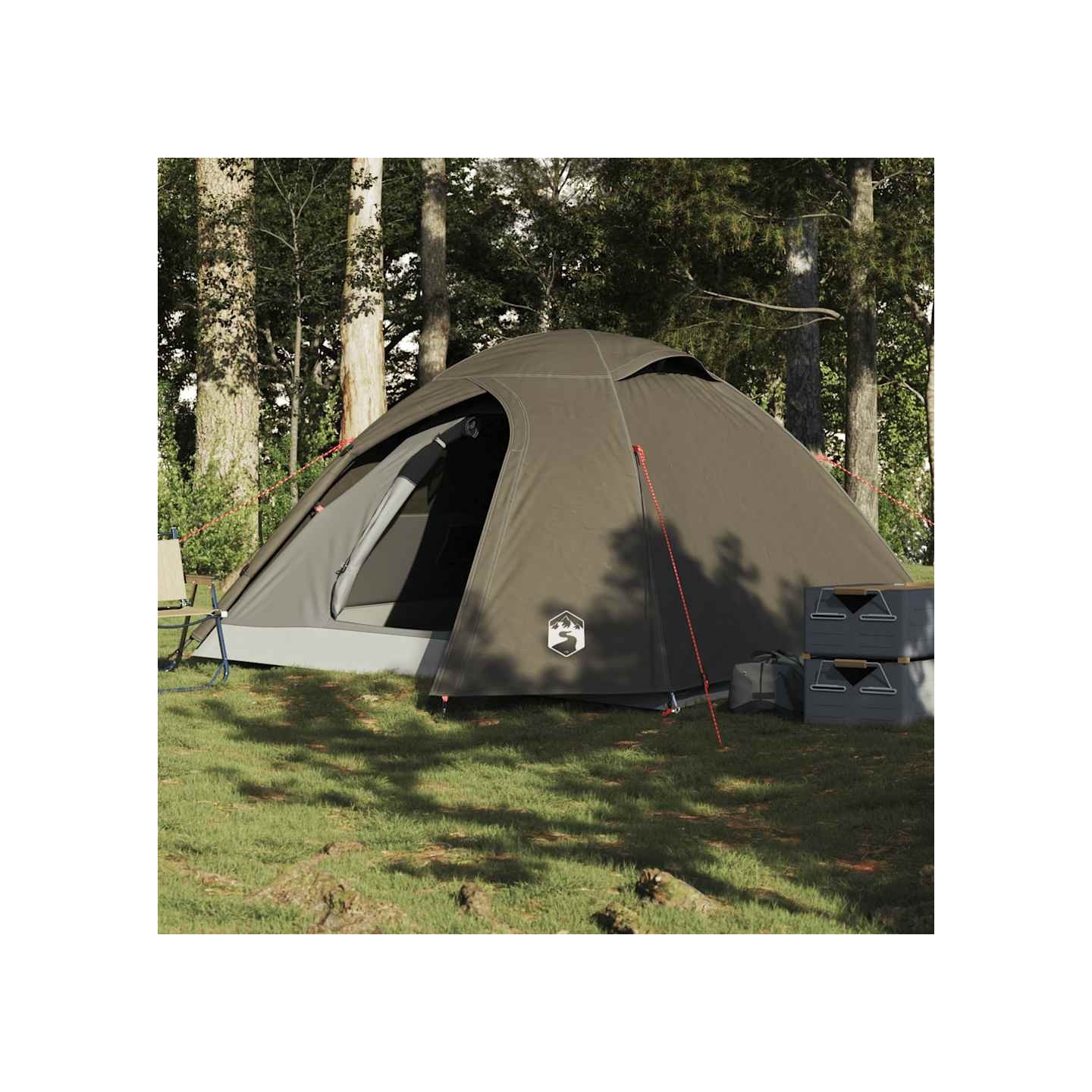 Tente de camping à dôme 3 personne marron imperméable