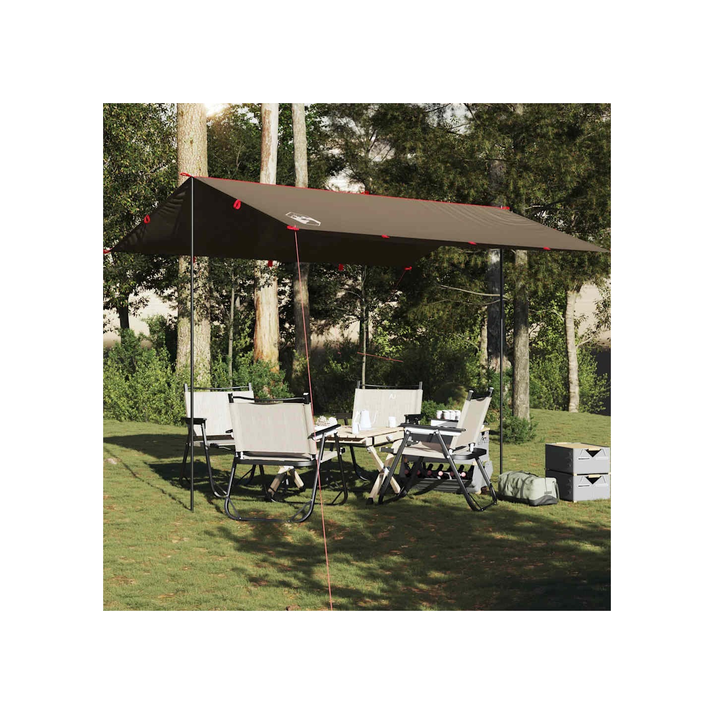 Bâche de camping marron 366x306 cm imperméable