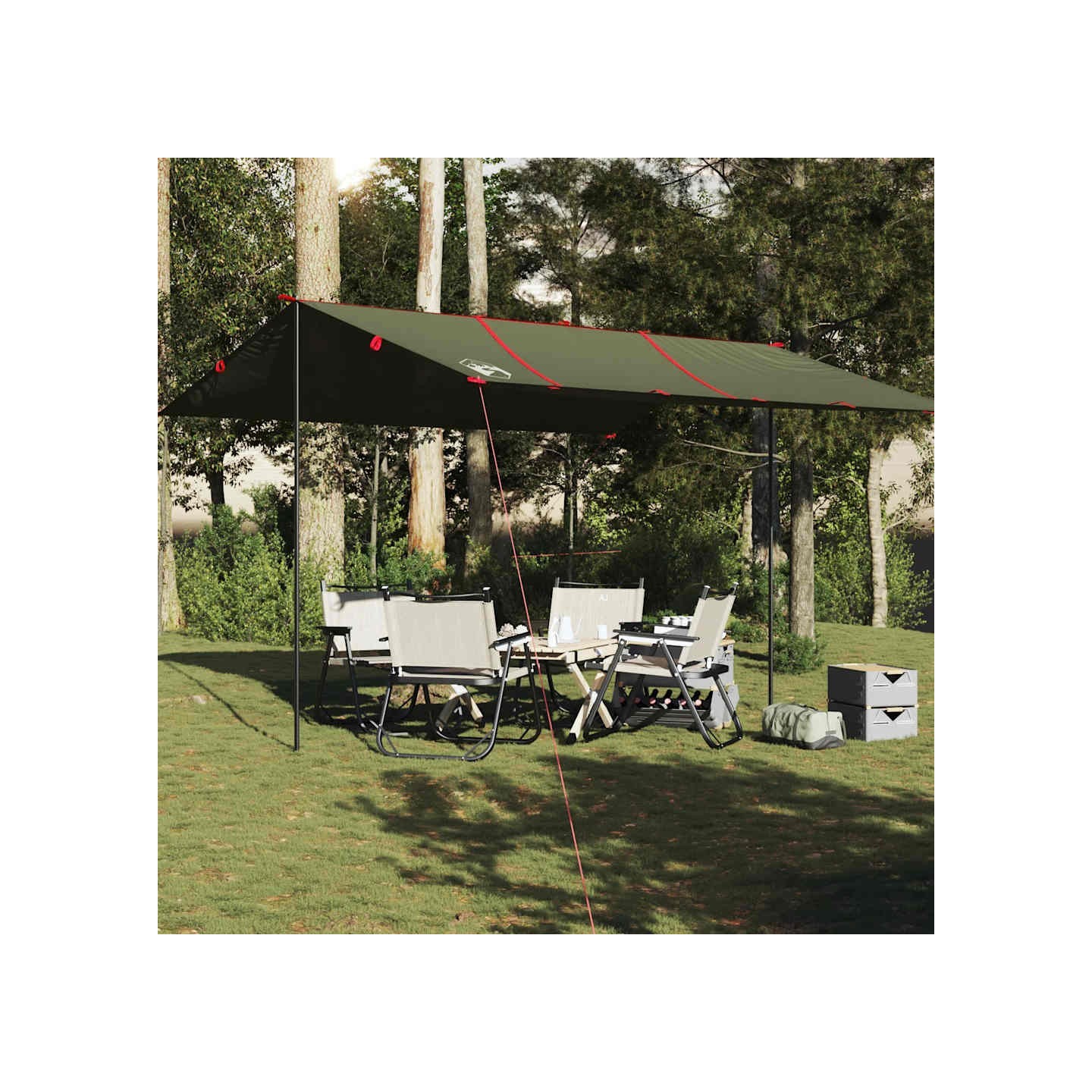 Bâche de camping vert olive 451x420 cm imperméable