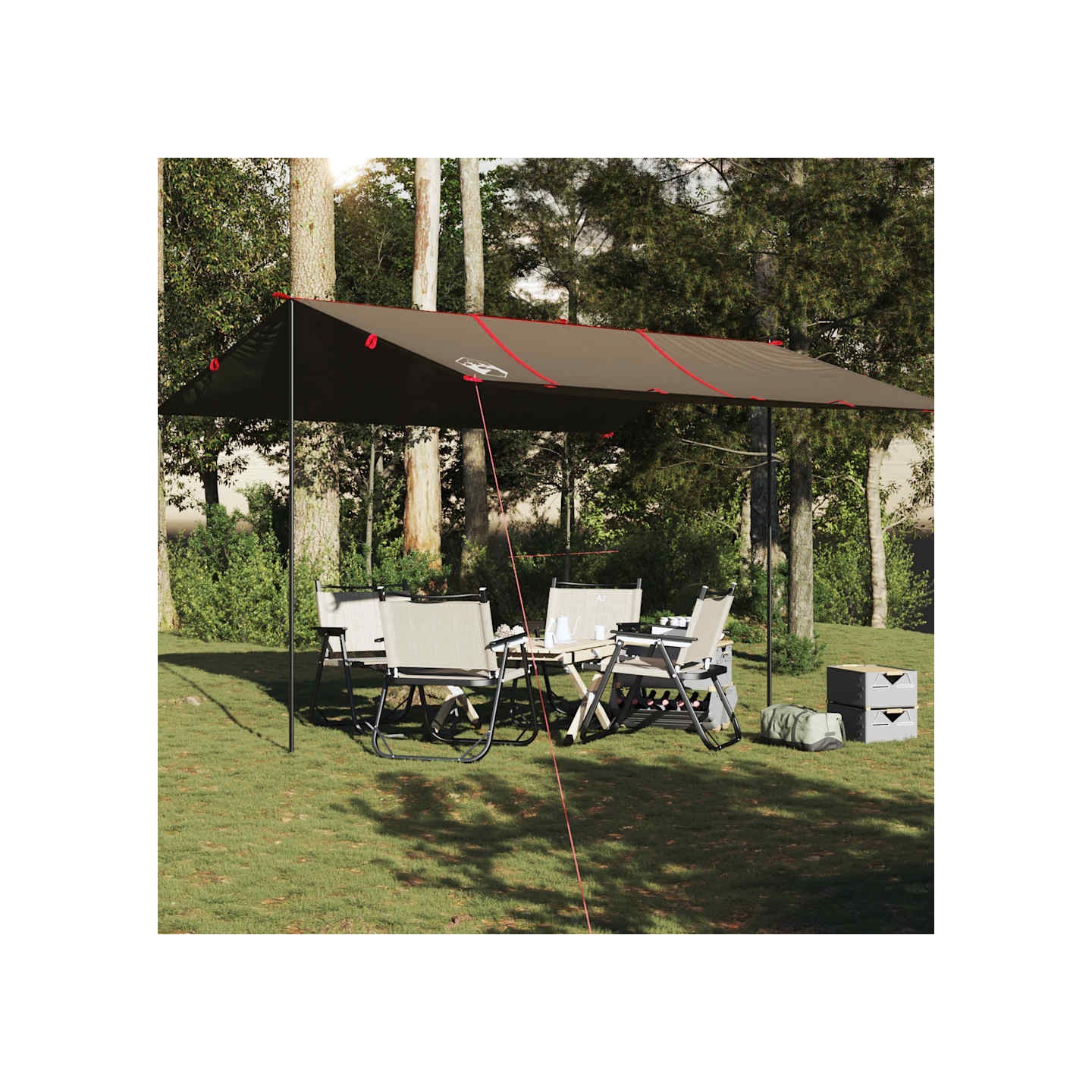 Bâche de camping marron 451x420 cm imperméable