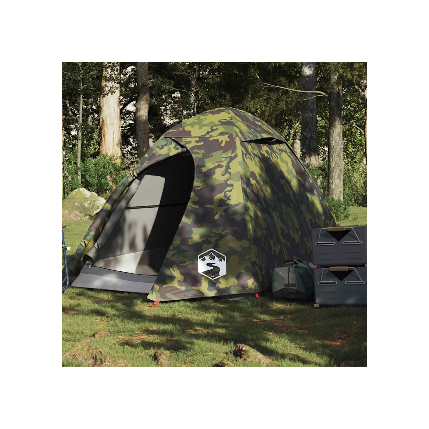 Tente de camping à dôme 2 personnes camouflage imperméable