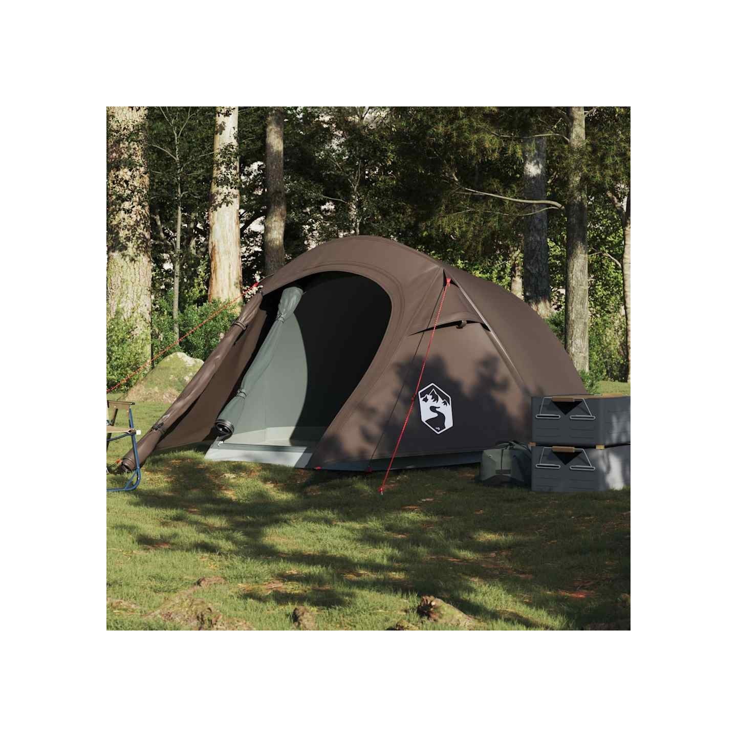 Tente de camping tunnel 2 personnes marron imperméable
