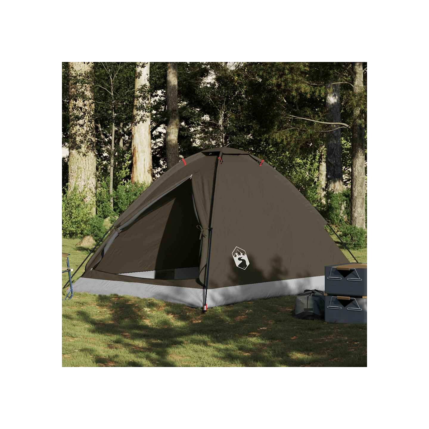 Tente de camping à dôme 4 personnes marron imperméable
