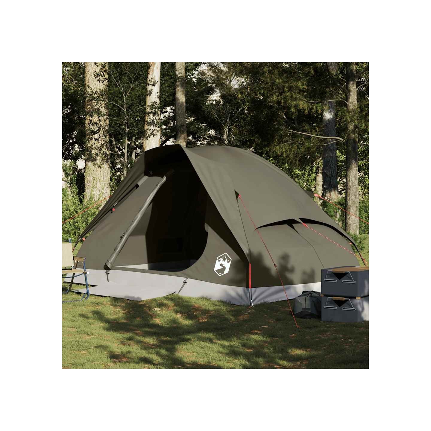Tente de camping à dôme 4 personnes marron imperméable