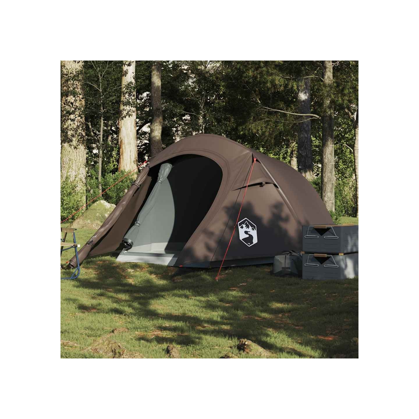 Tente de camping tunnel 3 personnes marron imperméable