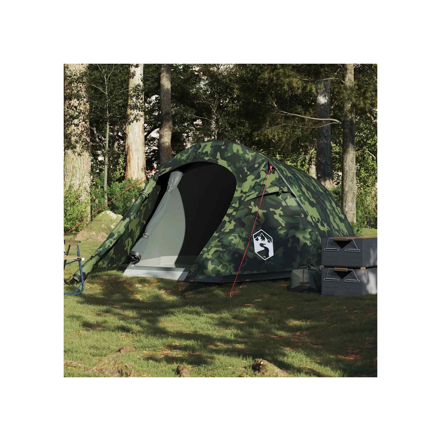 Tente de camping tunnel 3 personnes camouflage imperméable