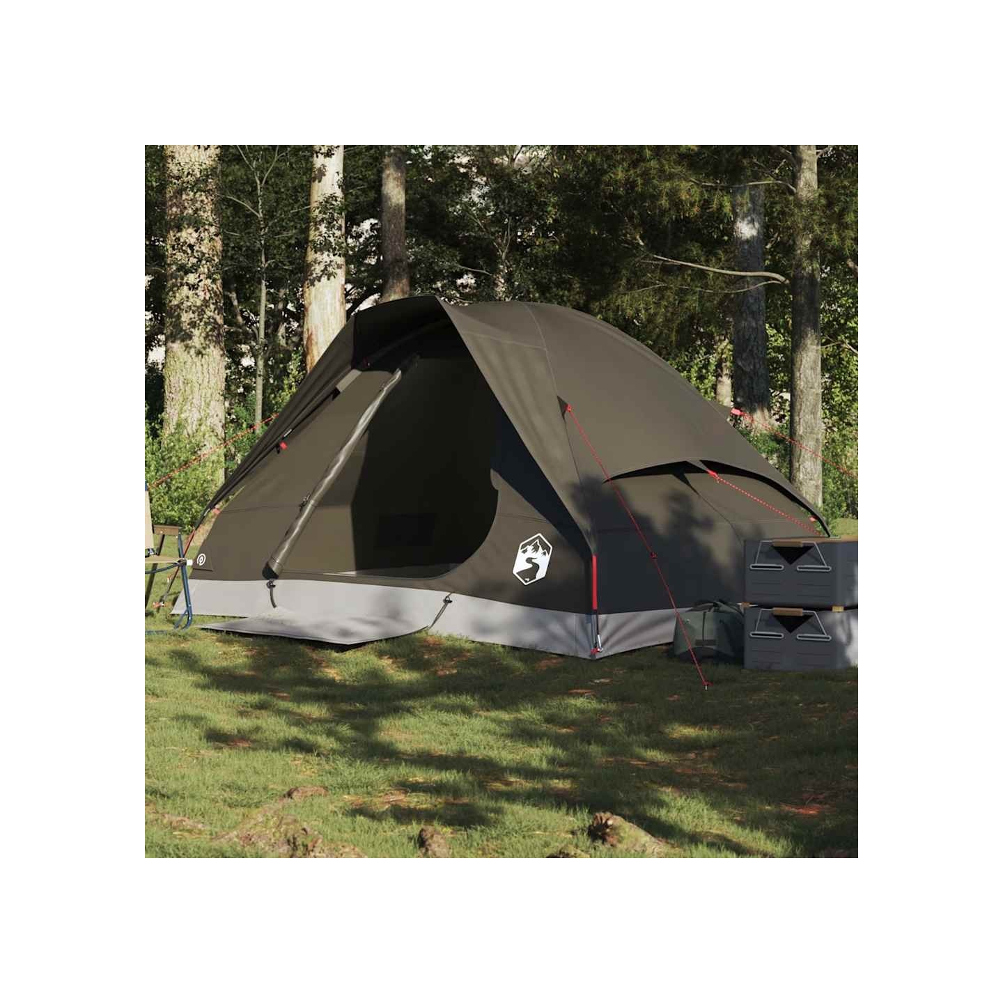 Tente de camping à dôme 2 personne marron imperméable