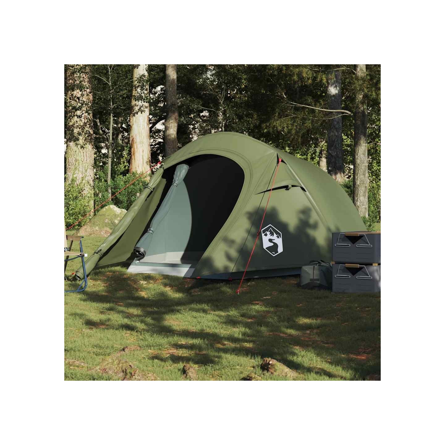 Tente de camping tunnel 2 personnes vert olive imperméable