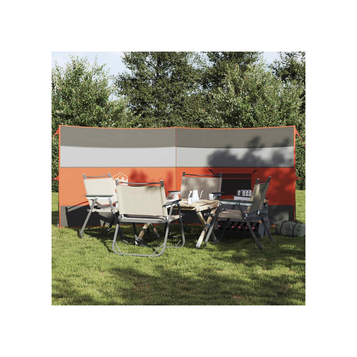 Brise-vent de camping gris et orange 340x130 cm imperméable