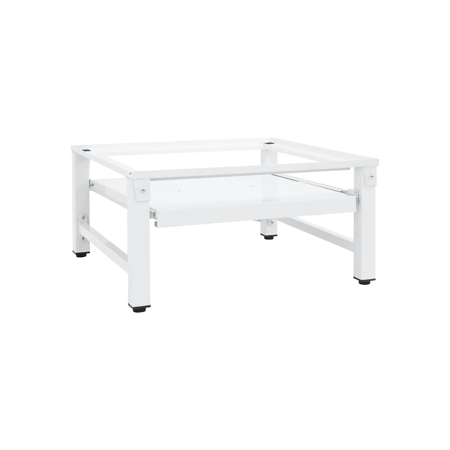 Socle pour machine à laver avec étagère coulissante Blanc