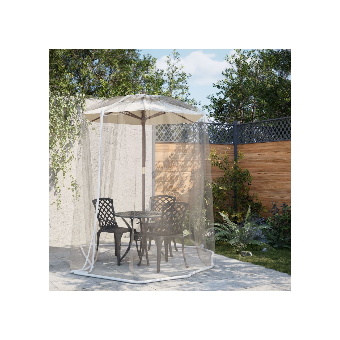Moustiquaire pour parasol 220 maille blanc Φ300x230 cm
