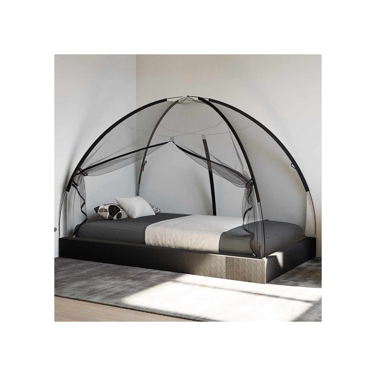 Moustiquaire mongole avec portes 220 maille noir 200x120x130 cm