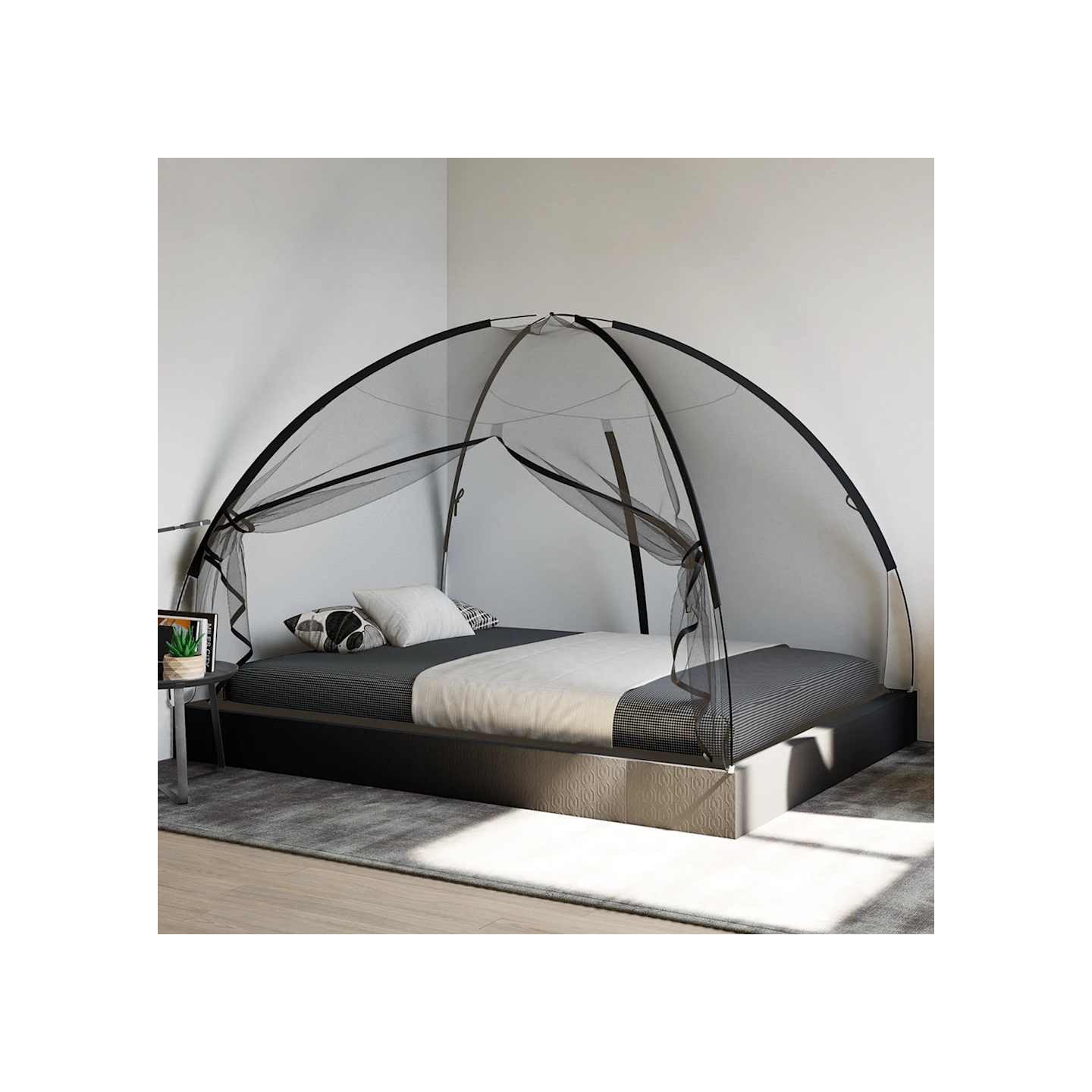 Moustiquaire mongole avec portes 220 maille noir 200x150x140 cm
