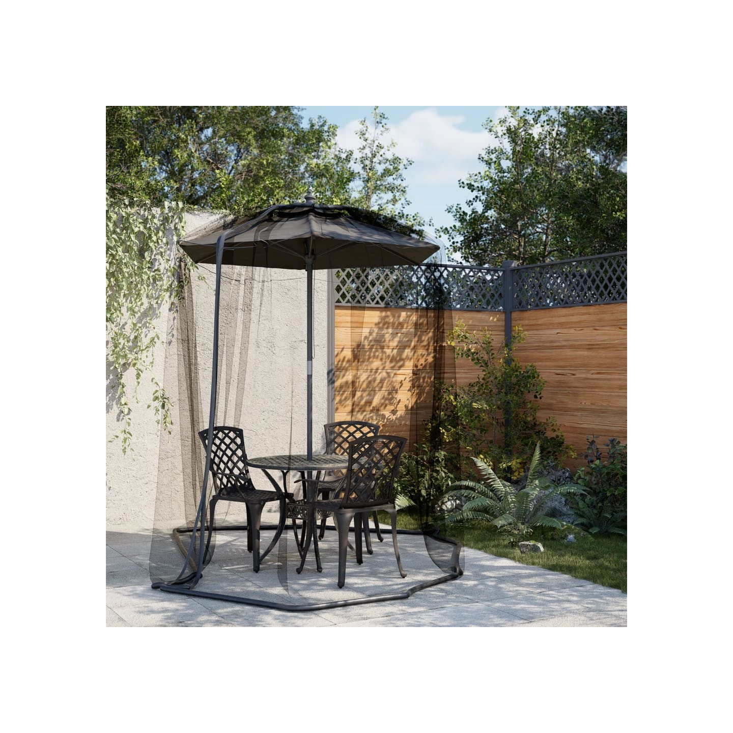 Moustiquaire pour parasol 220 maille noir Φ300x230 cm