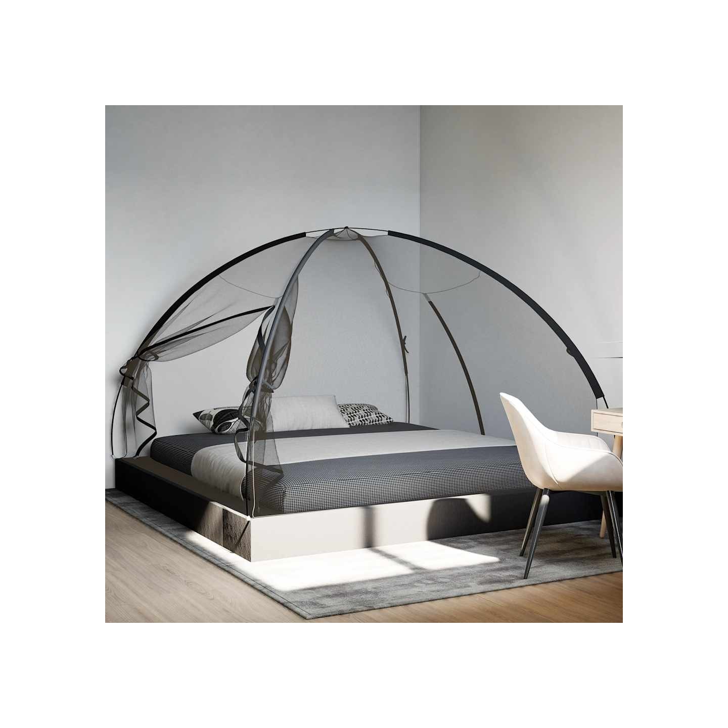 Moustiquaire mongole avec portes 220 maille noir 200x200x135 cm