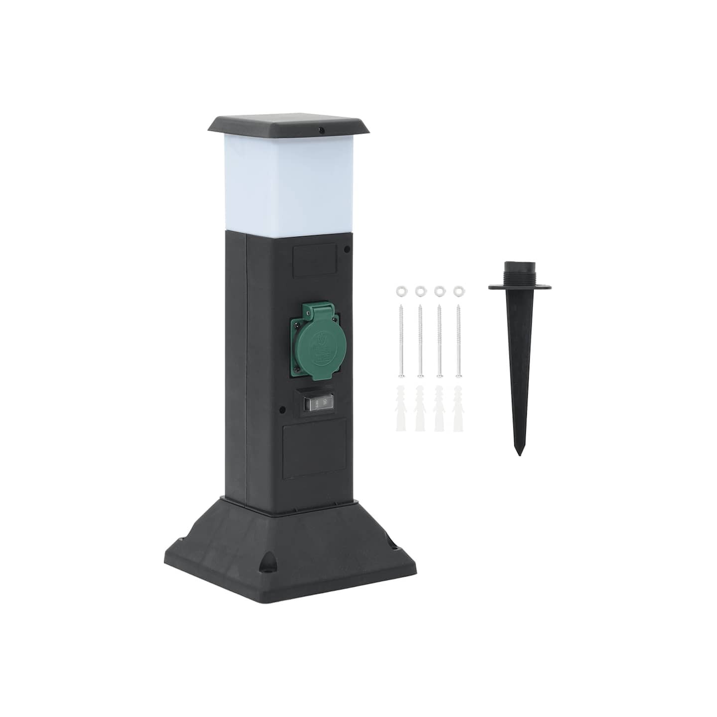 Colonne de prise d'extérieur avec lampe et piquet à 2 voies