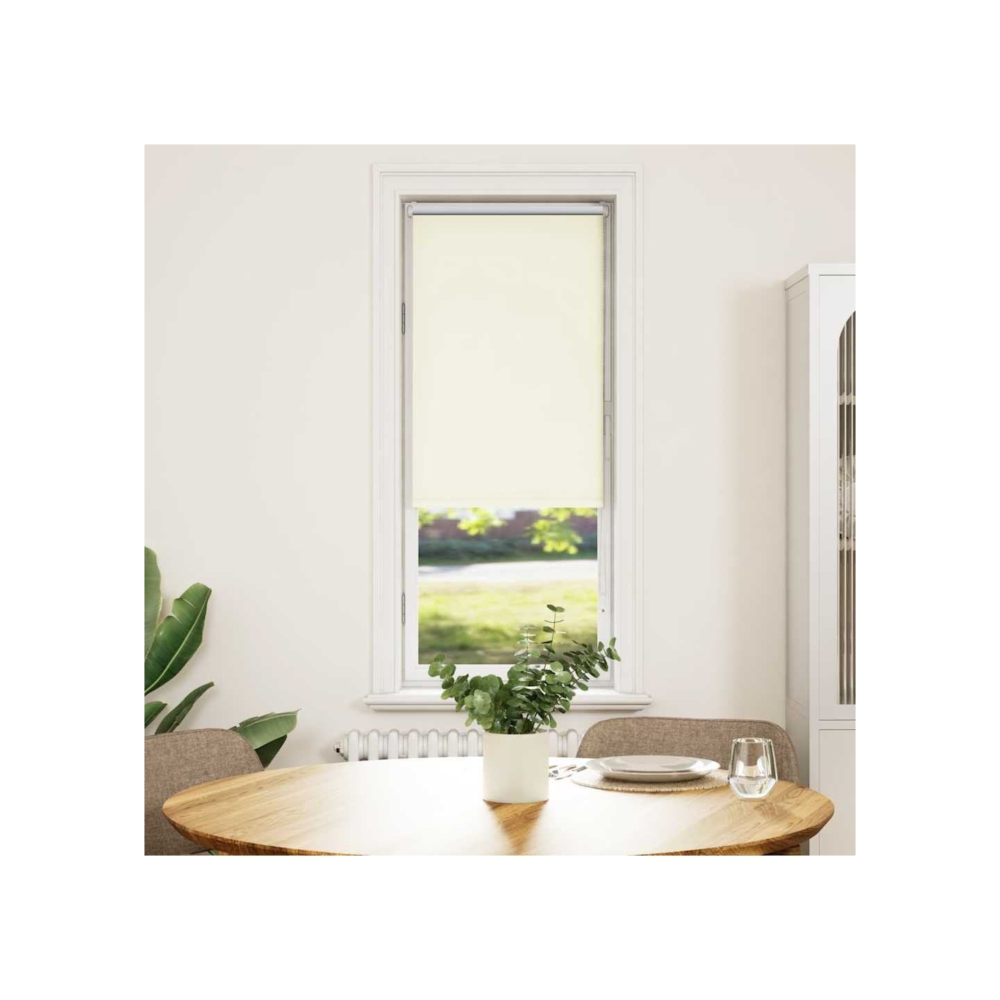 Store enrouleur occultant blanc cassé 50x175cm largeur du tissu