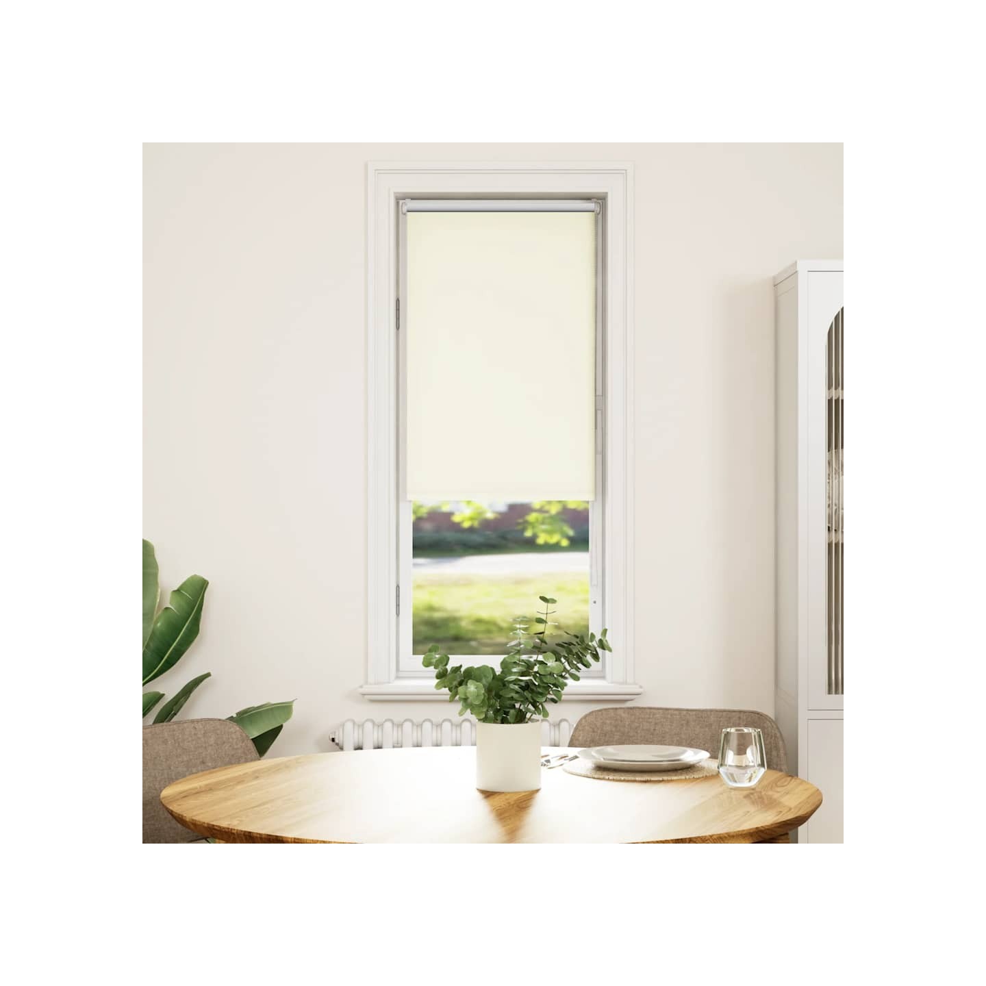 Store enrouleur occultant blanc cassé 60x175cm largeur du tissu