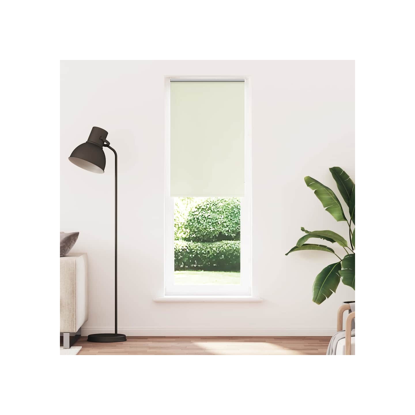 Store enrouleur occultant blanc cassé 65x210cm largeur du tissu