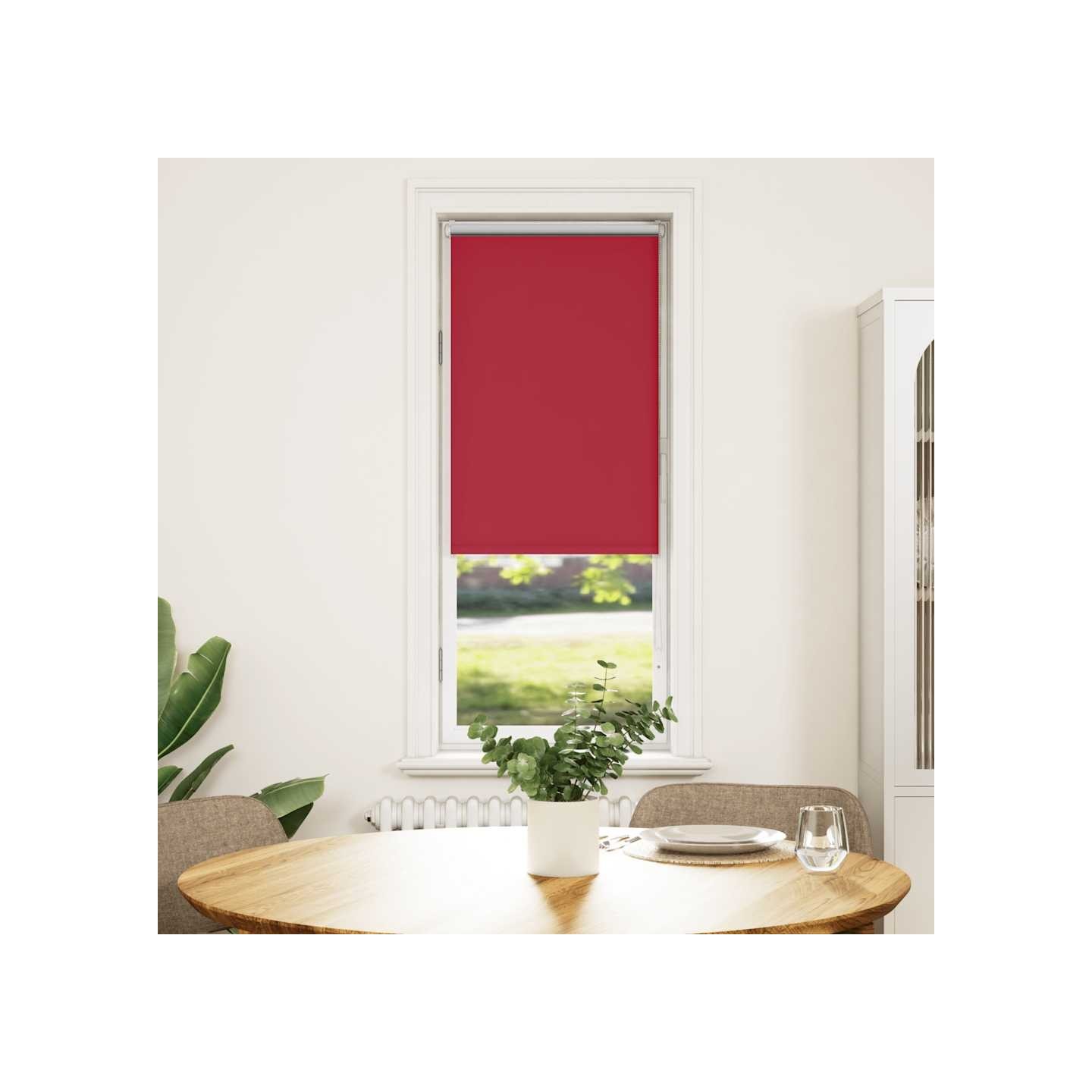 Store enrouleur occultant rouge largeur du tissu 55,7 cm