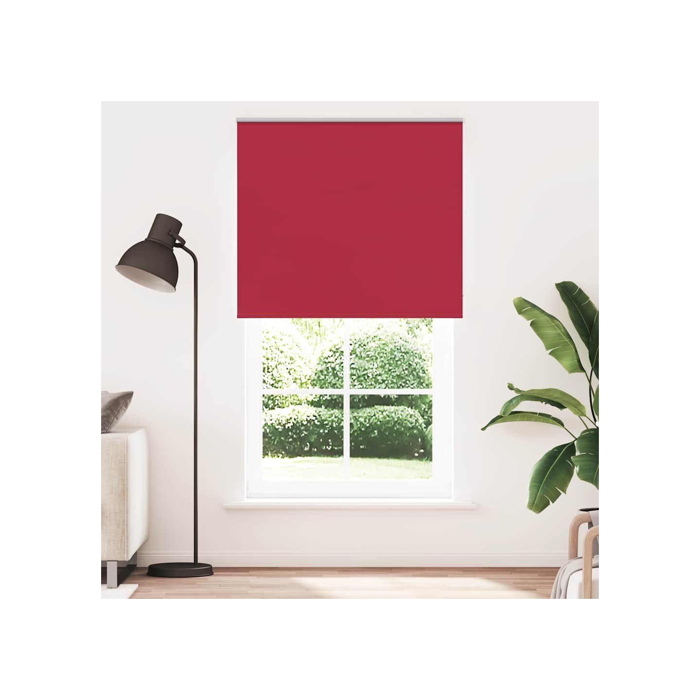Store enrouleur occultant rouge largeur du tissu 131,6 cm