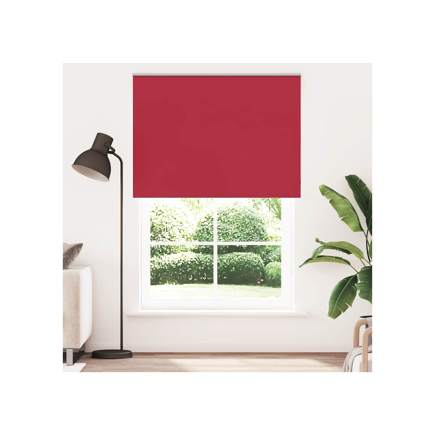 Store enrouleur occultant rouge largeur du tissu 141,6 cm