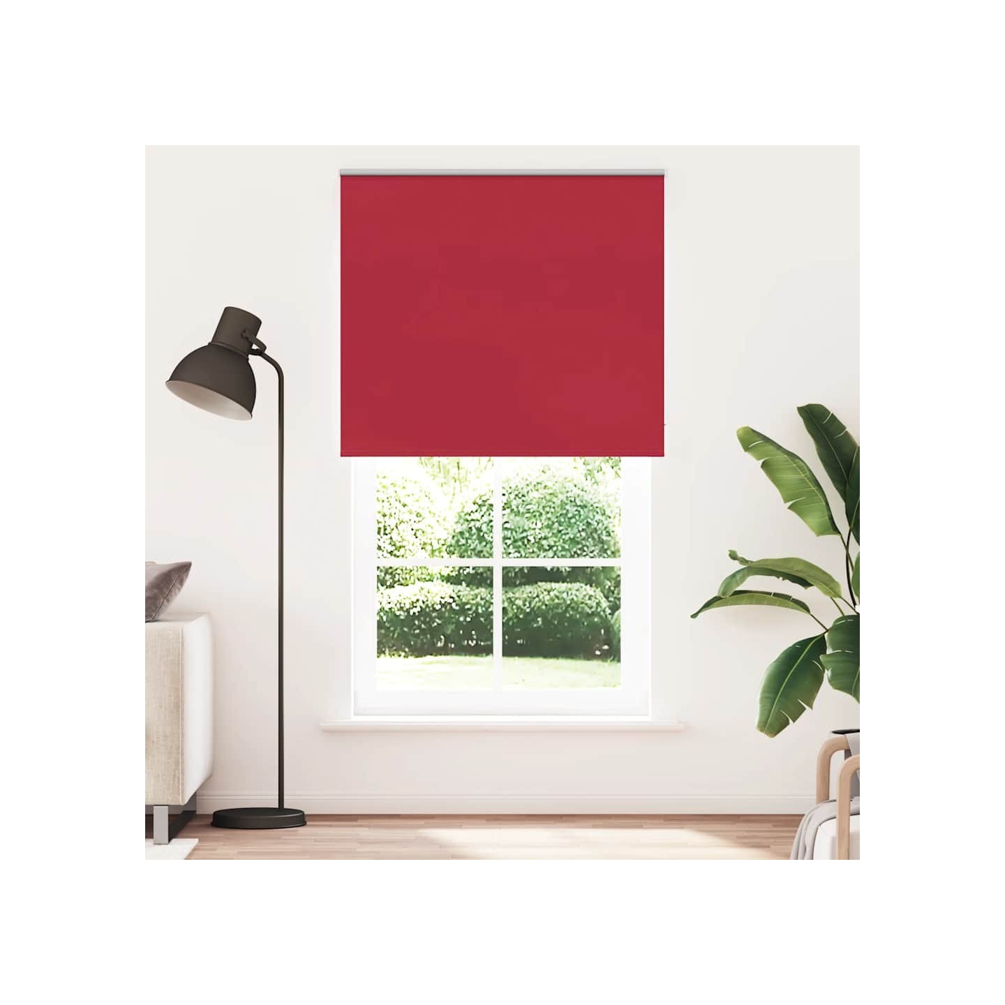 Store enrouleur occultant rouge largeur du tissu 121,6 cm