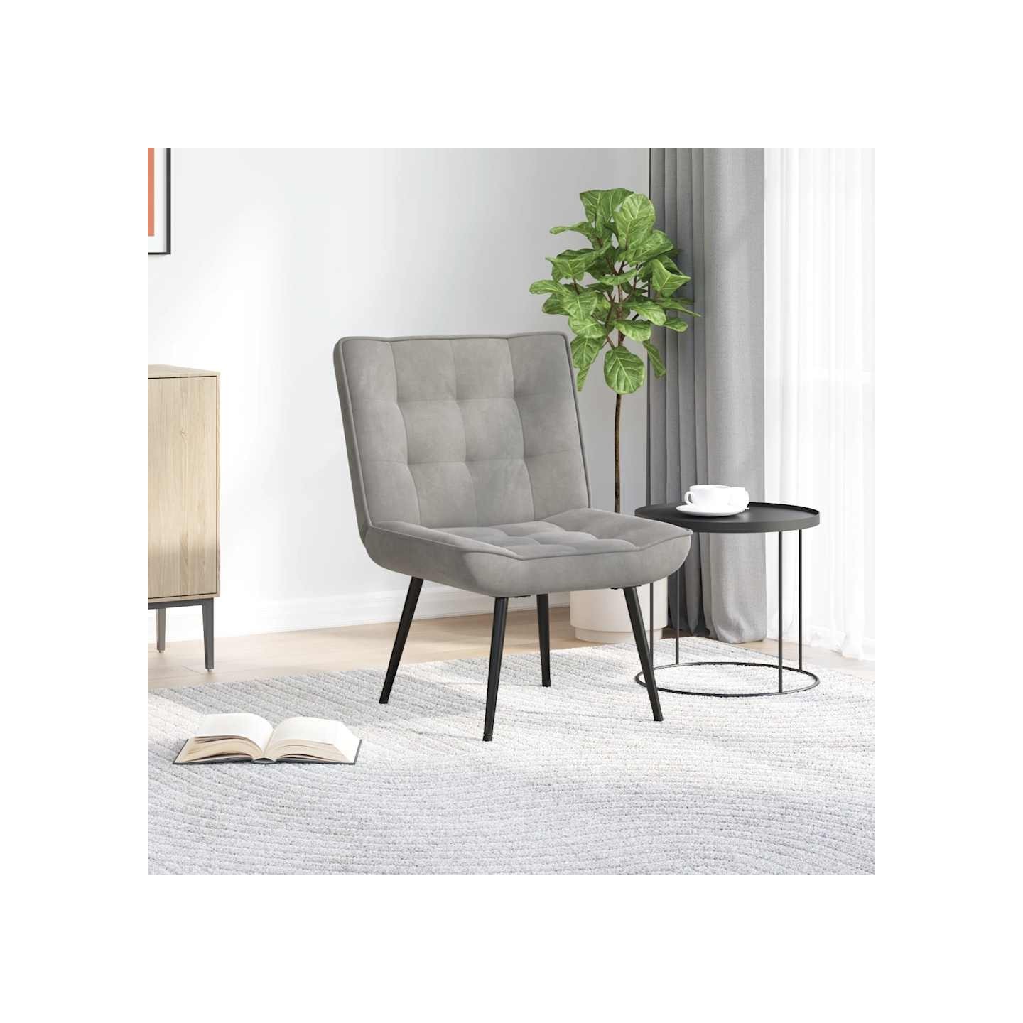 Chaise de relaxation gris clair 64x74x84 cm velours