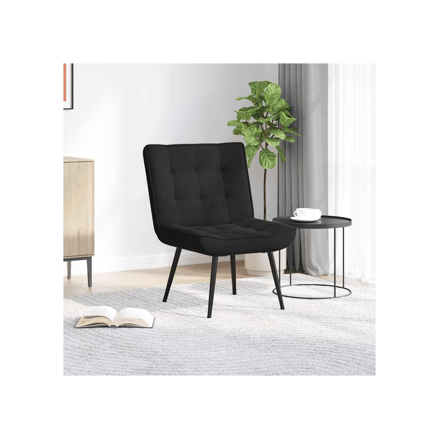 Chaise de relaxation noir 64x74x84 cm velours