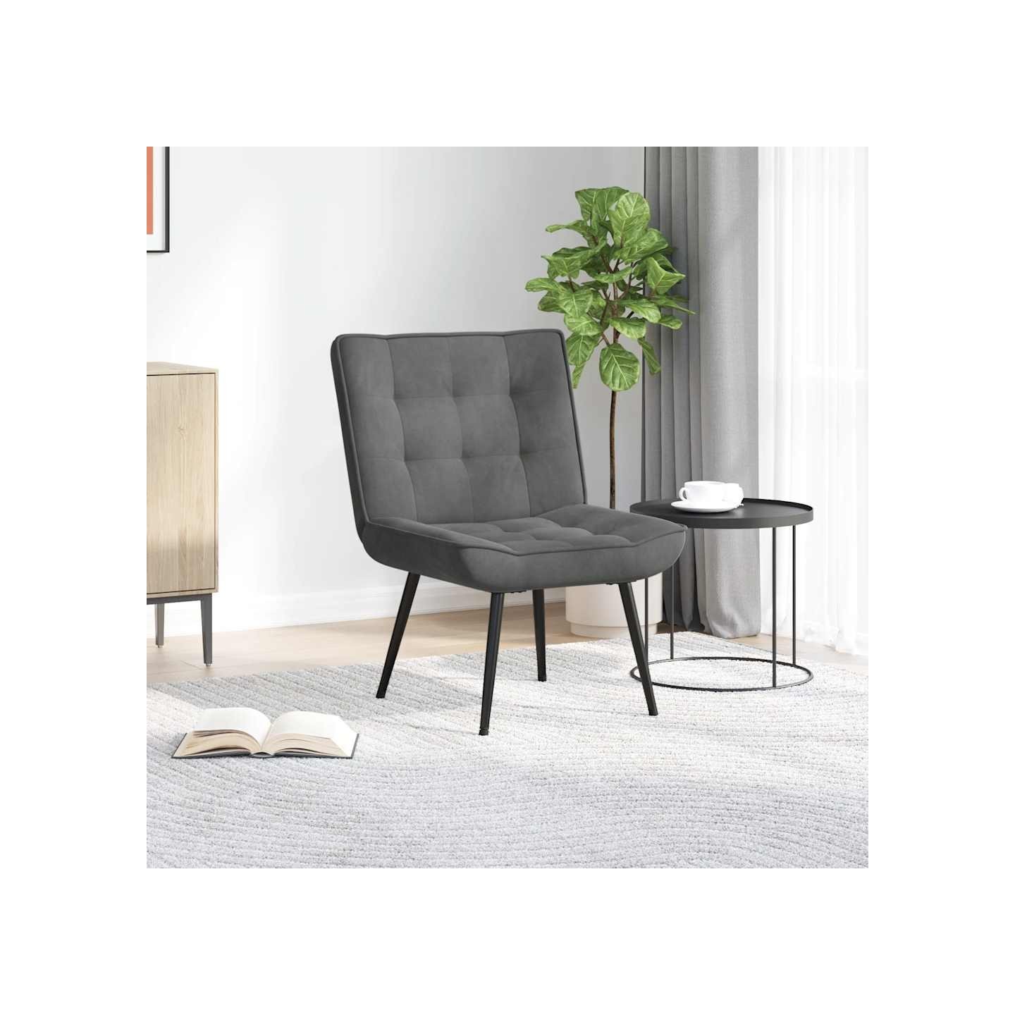 Chaise de relaxation gris foncé 64x74x84 cm velours