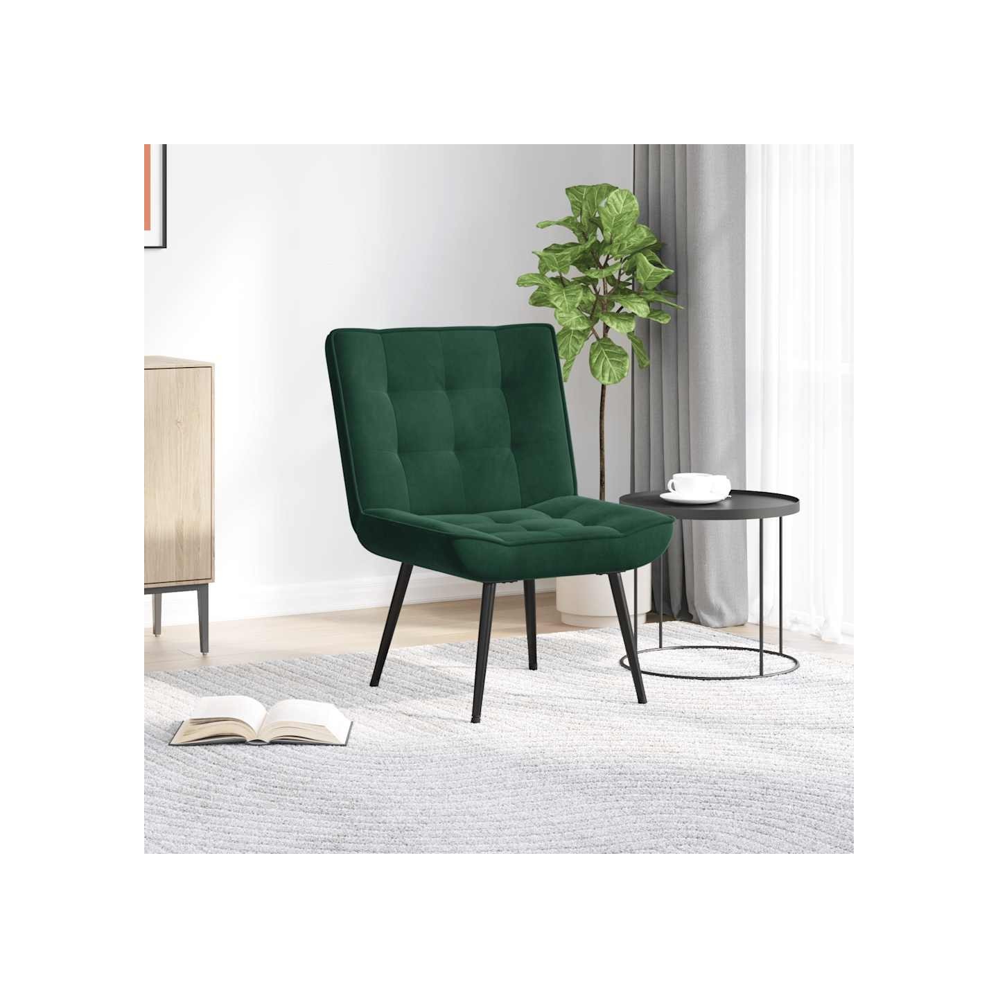 Chaise de relaxation vert foncé 64x74x84 cm velours