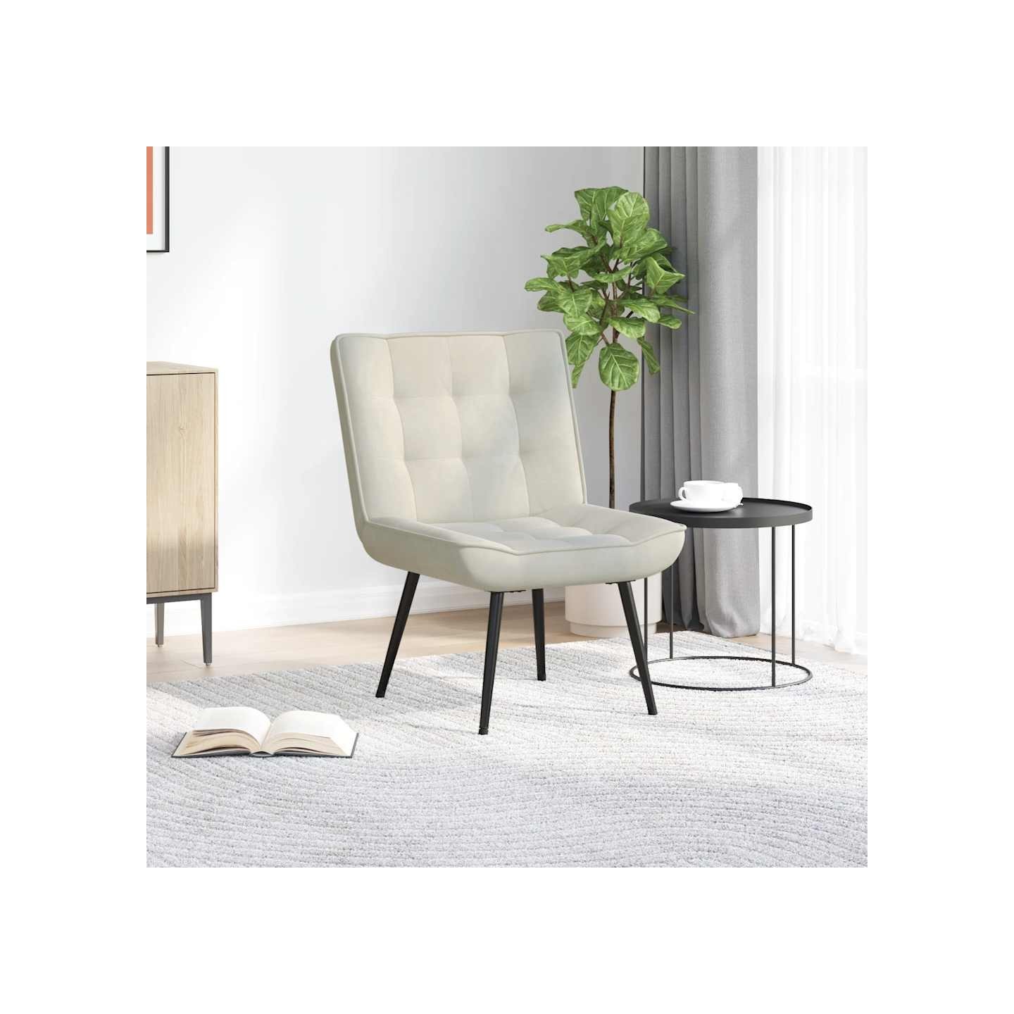 Chaise de relaxation crème 64x74x84 cm velours