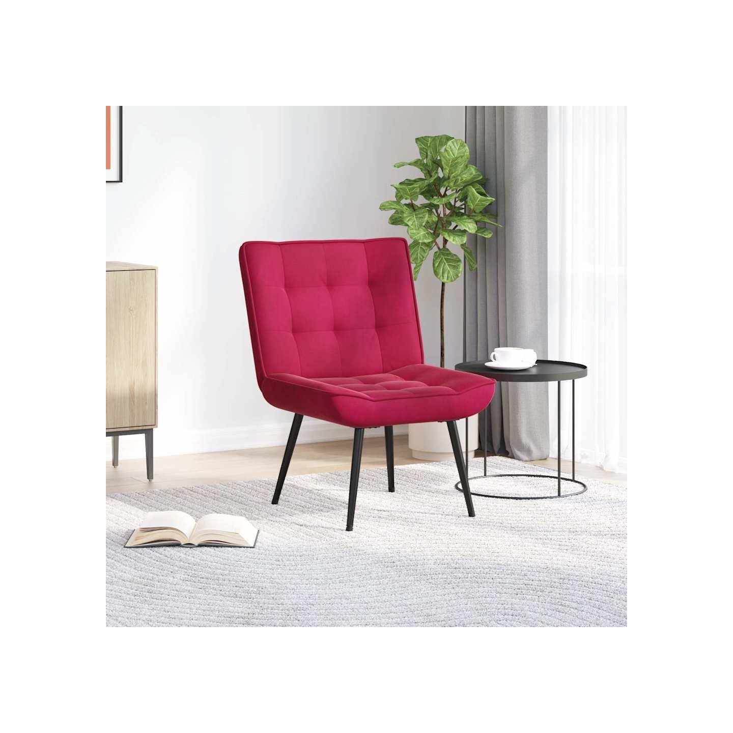 Chaise de relaxation rouge bordeaux 64x74x84 cm velours