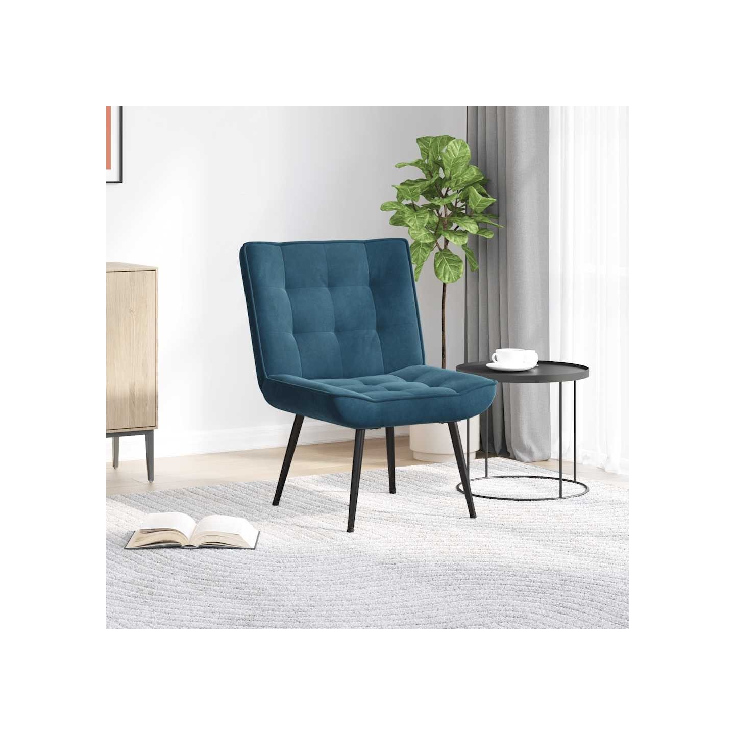 Chaise de relaxation bleu 64x74x84 cm velours