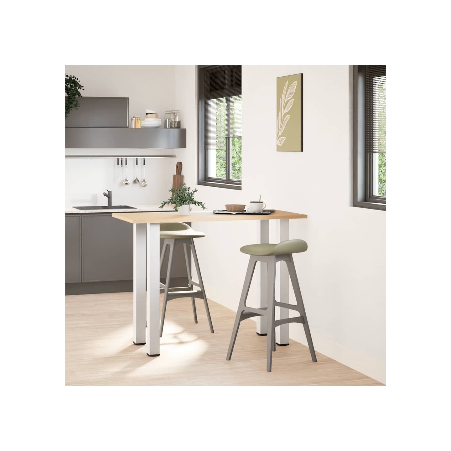 Pieds de table de bar 4 pièces Blanc 90-92 cm Acier