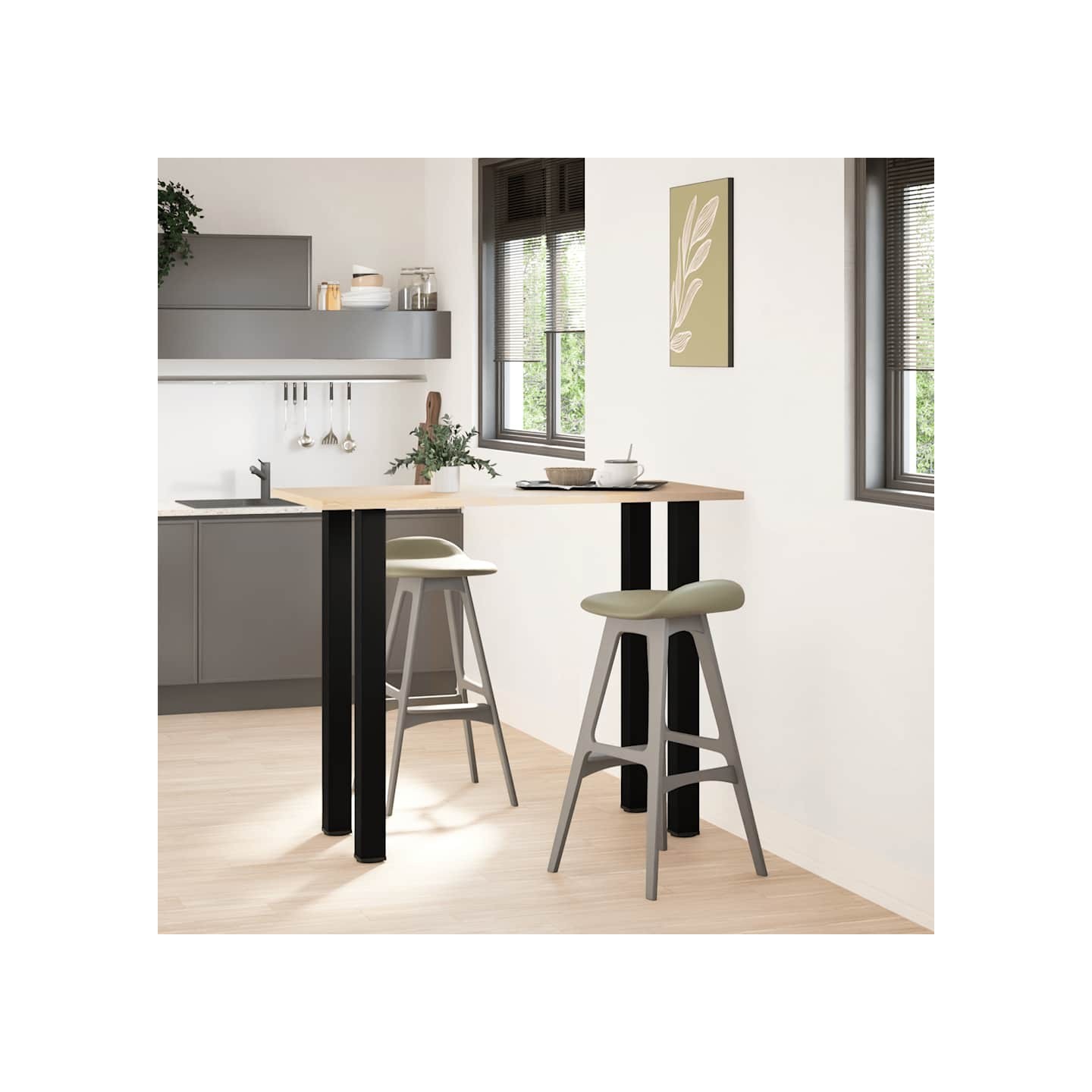 Pieds de table de bar 4 pièces Noir 110-112 cm Acier
