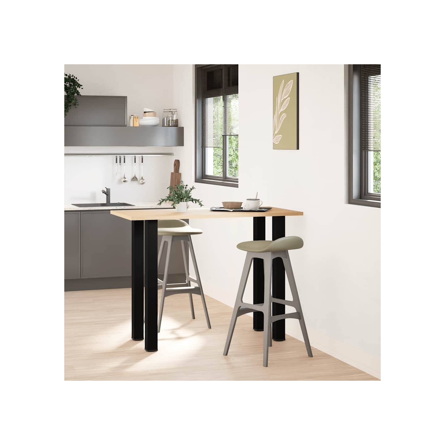 Pieds de table de bar 4 pièces Noir 90-92 cm Acier