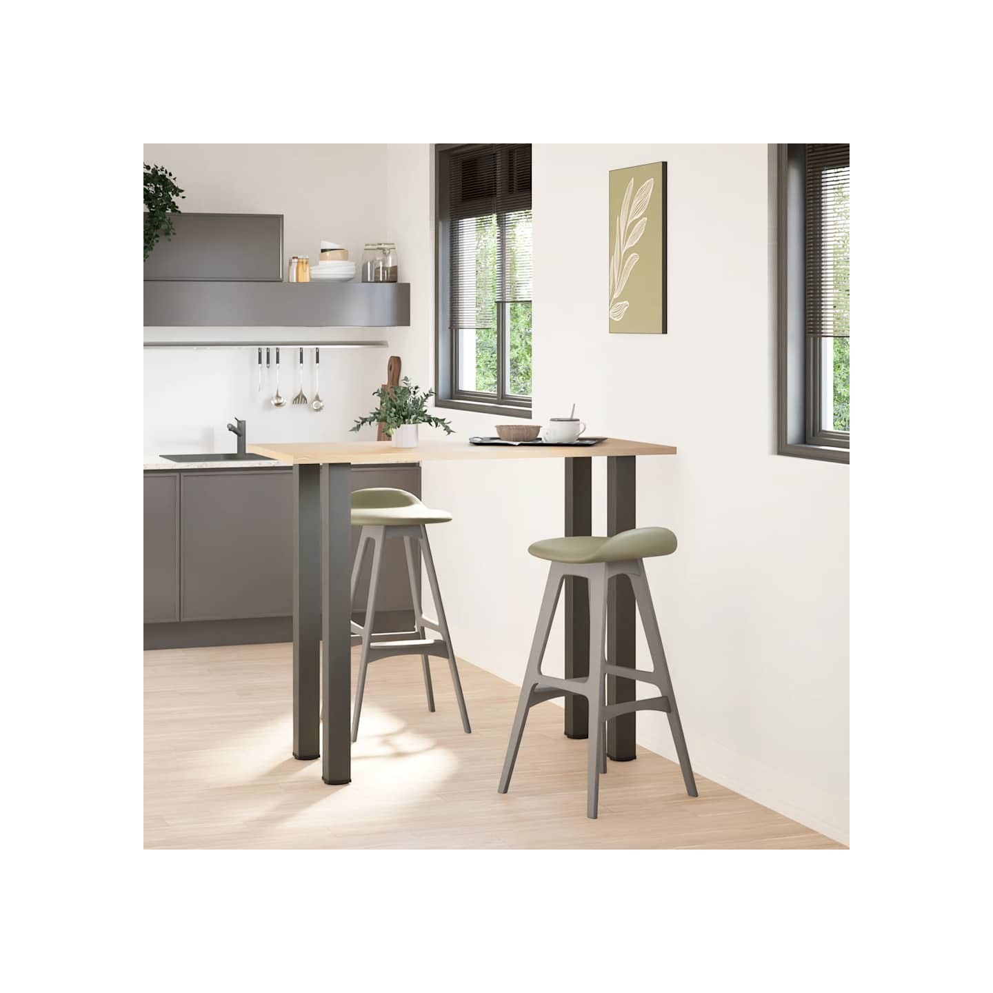 Pieds de table de bar 4 pièces Anthracite 110-112 cm Acier
