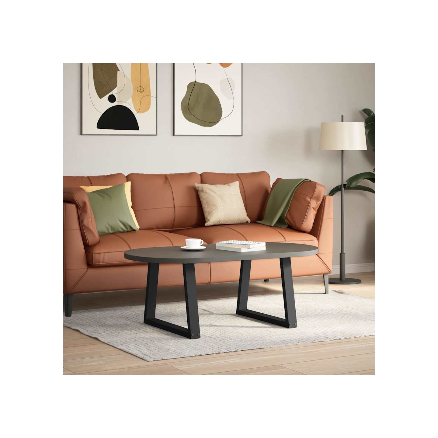 Pieds de table basse en forme de V 2 pièces noir 50x(42-43,3)cm