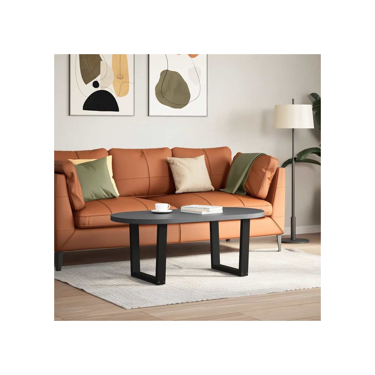 Pieds de table basse en forme de V 2 pièces noir 50x(42-43,3)cm