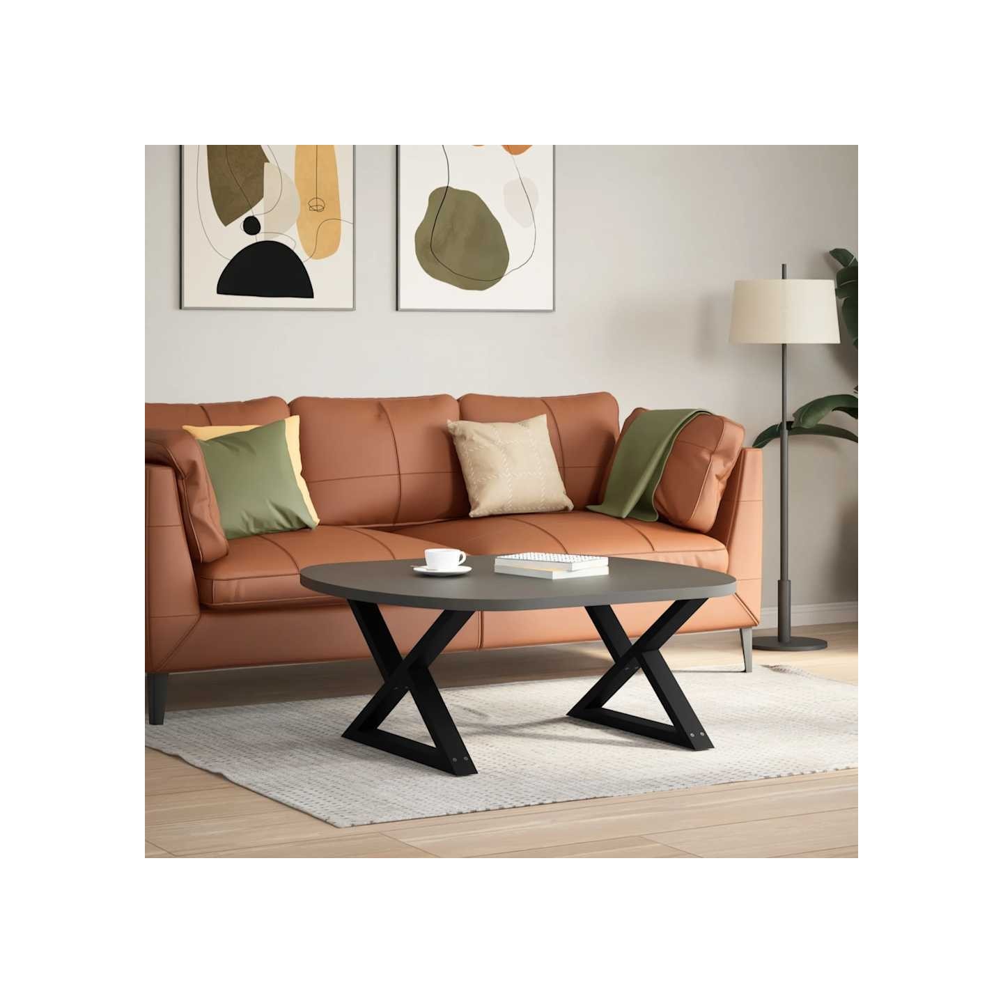 Pieds de table basse 2 pièces Noir 70 x (42-43,3) cm Acier