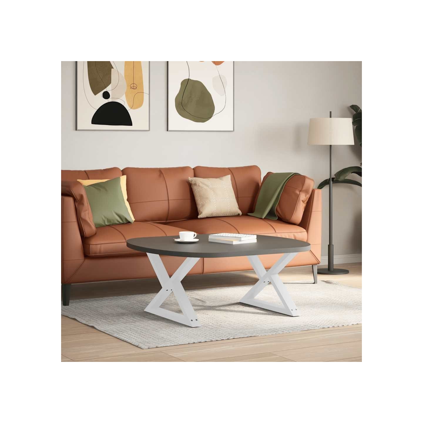 Pieds de table basse 2 pièces Blanc 70 x (42-43,3) cm Acier