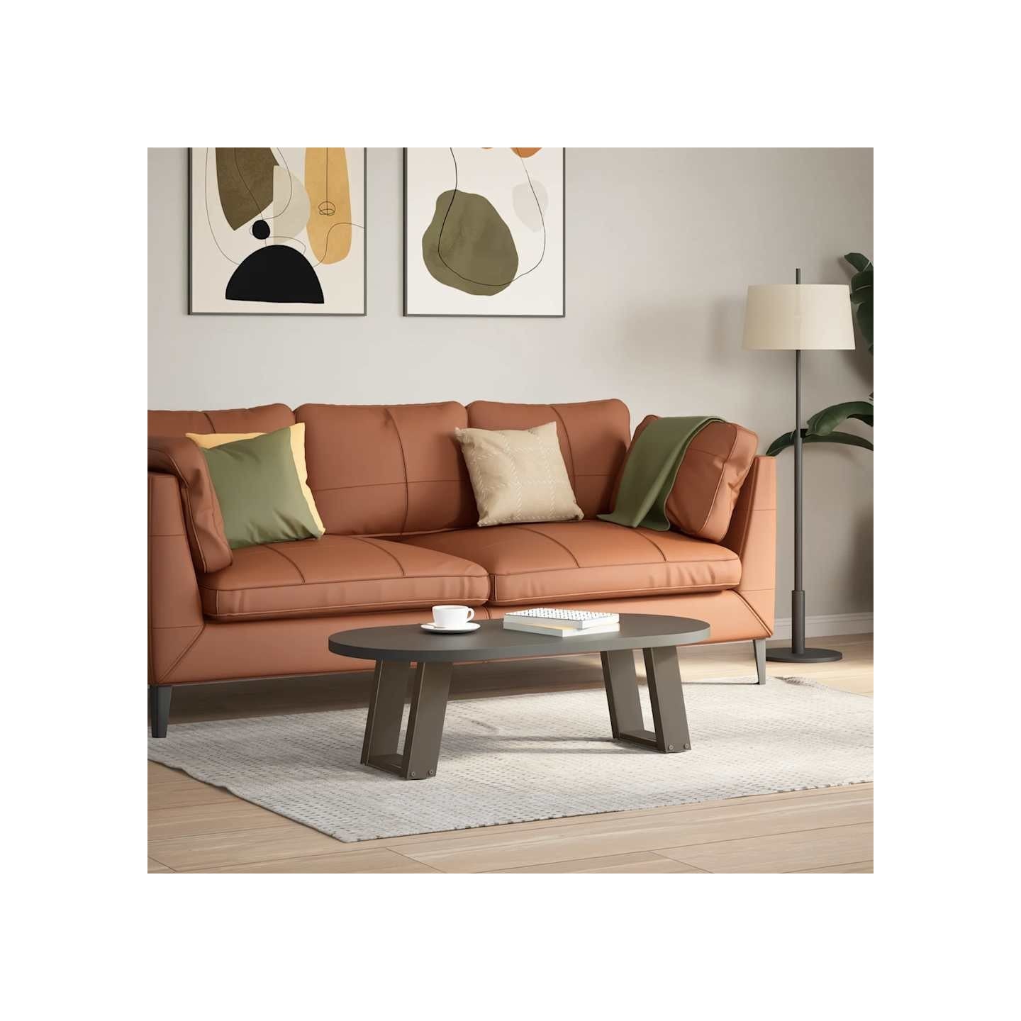 Pieds de table basse en U 2 pièces Acier naturel 30x(30-31) cm