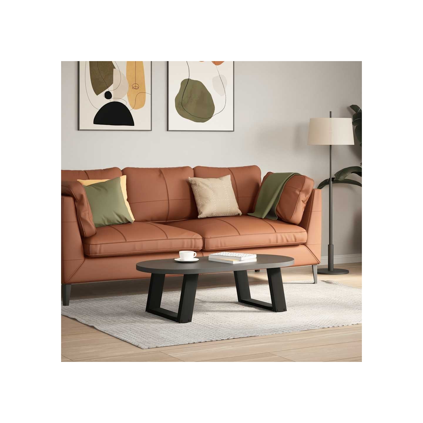 Pieds de table basse en U, 2 pièces, noir, 50 x (30-31) cm, acier