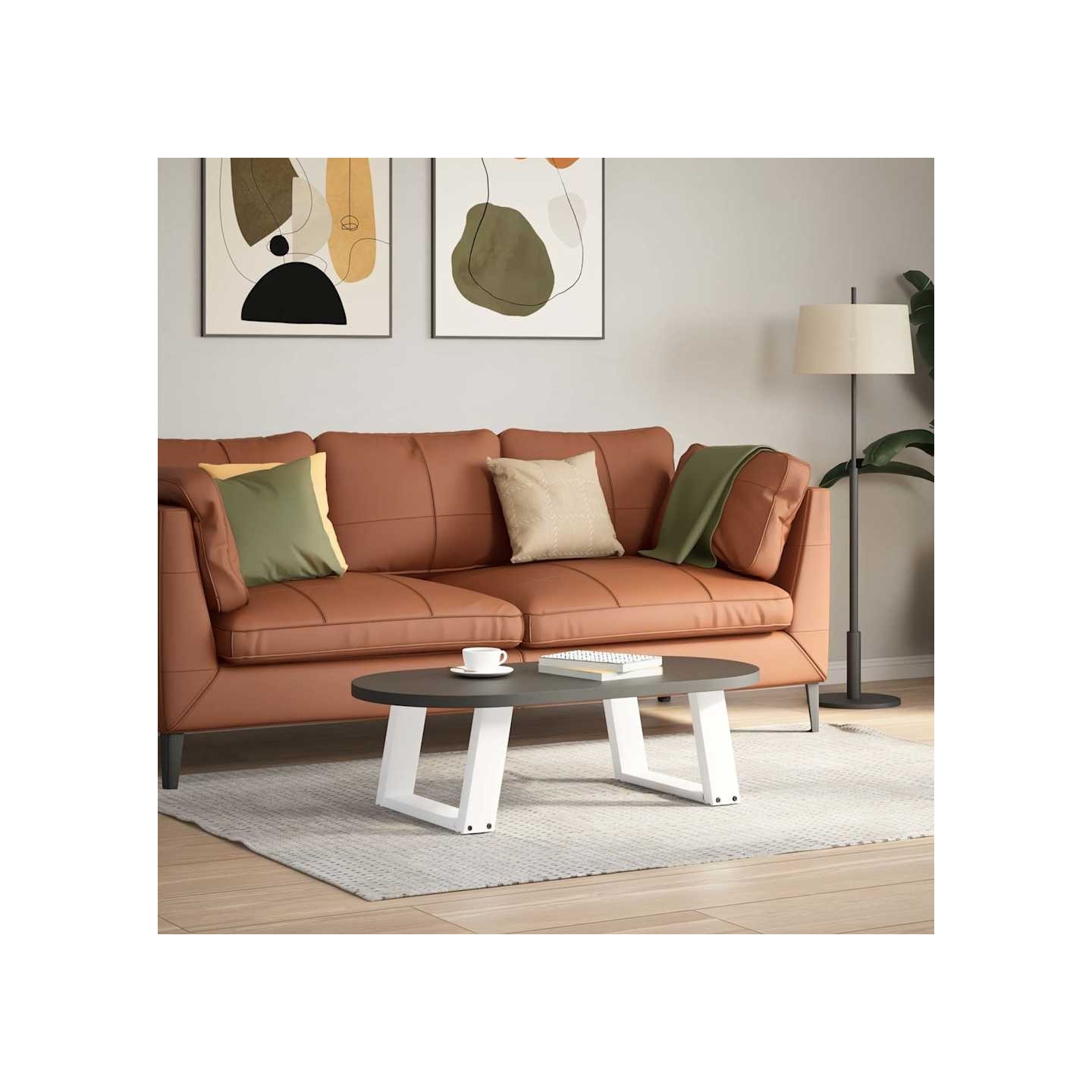Pieds de table basse en U, 2 pièces, blanc, 50 x (30-31) cm, acier