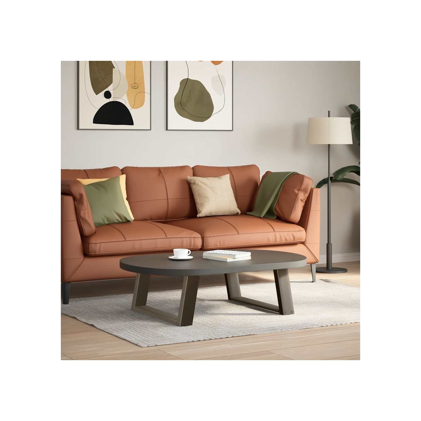 Pieds de table basse en U, 2 pièces, acier naturel, 70 x (30-31) cm