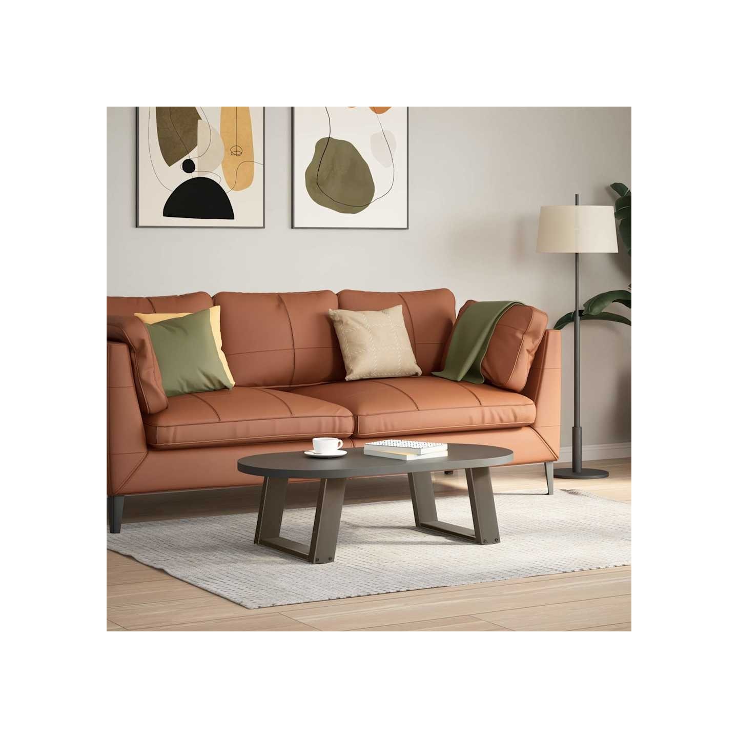 Pieds de table basse en U, 2 pièces, acier naturel, 50 x (30-31) cm